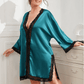 Plus Size Contrast Spliced Lace Deep V Slit Night Dress
