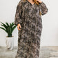 Plus Size Paisley Print Balloon Sleeve Maxi Dress