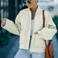 Drawstring Dropped Shoulder Quilted Jacket