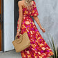 Printed One-Shoulder Tie Belt Maxi Dress