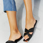 Qupid Ladies' Lunch Square Toe Crisscross Slide
