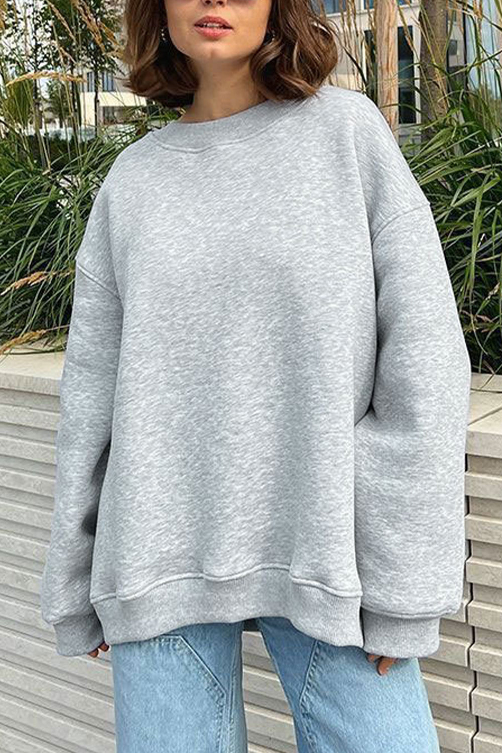 Round Neck Dropped Shoulder Sweatshirt