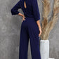 Belted Three-Quarter Sleeve Jumpsuit