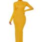 Mock Neck Long Sleeve Maxi Slim Dress