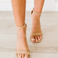 Standing Tall Square Toe Block Heel Sandals in Taupe