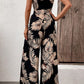 Printed Strapless Wide Leg Jumpsuit with Pockets