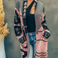 Geometric Open Front Pocketed Cardigan