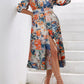 Plus Size Floral Three-Quarter Sleeve Tiered Dress