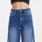 BAYEAS Full Size High Waist Two-Tones Patched Wide Leg Jeans