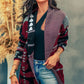 Geometric Open Front Pocketed Cardigan