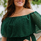 Plus Size Swiss Dot Off-Shoulder Tiered Dress