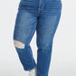 BAYEAS Full Size High Waist Distressed Washed Cropped Mom Jeans
