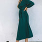 Belted Surplice Balloon Sleeve Pleated Dress