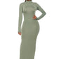 Mock Neck Long Sleeve Maxi Slim Dress
