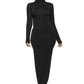 Mock Neck Long Sleeve Maxi Slim Dress
