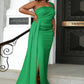 Ruched One-Shoulder Split Formal Dress
