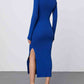 Round Neck Slit Sweater Dress