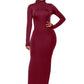 Mock Neck Long Sleeve Maxi Slim Dress