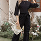Belted Three-Quarter Sleeve Jumpsuit