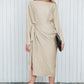 Megean Bateau Neck Midi Dress