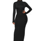Mock Neck Long Sleeve Maxi Slim Dress