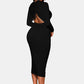 Zip Up Cutout Drawstring Detail Dress