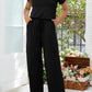 Round Neck Open Back Jumpsuit with Pockets