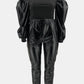 Puff Sleeve Spliced Top and Drawstring Waist Joggers Set