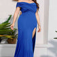 Plus Size Crossover Off-Shoulder Split Dress