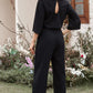 Belted Three-Quarter Sleeve Jumpsuit