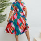 Plus Size Printed Round Neck Tie Belt Dress