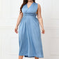Plus Size Tied Surplice Sleeveless Midi Dress