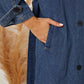 Double-Breasted Belted Longline Denim Jacket