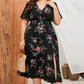 Plus Size Floral Short Sleeve Split Dress