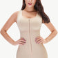 Full Size Zip-Up Scoop Neck Lace Trim Shapewear