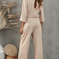 Belted Three-Quarter Sleeve Jumpsuit
