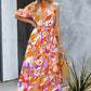 Printed One-Shoulder Tie Belt Maxi Dress