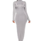 Mock Neck Long Sleeve Maxi Slim Dress
