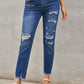 High Rise Distressed Cropped Jeans