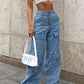 Wide Leg Knee Pocket Jeans