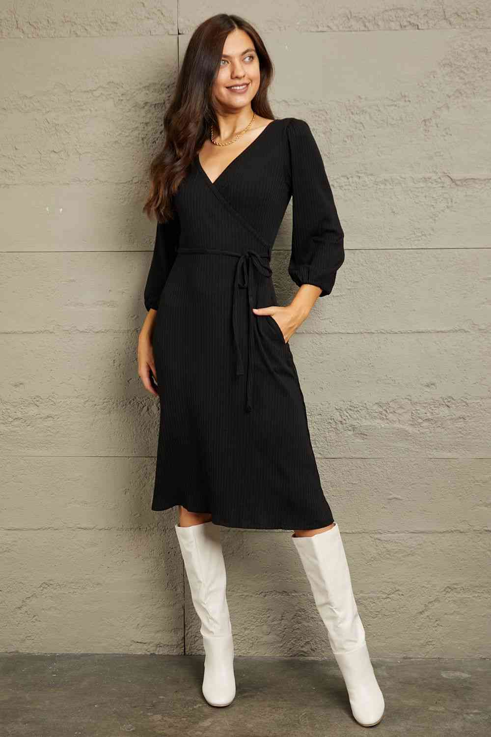 Marlie Surplice Flare Ruching Dress