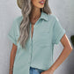 Pocketed Short Sleeve Button Down Shirt