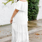 Plus Size Swiss Dot Off-Shoulder Tiered Dress