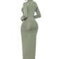 Mock Neck Long Sleeve Maxi Slim Dress