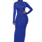 Mock Neck Long Sleeve Maxi Slim Dress