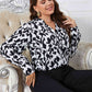 Melo Apparel Plus Size Printed Long Sleeve V-Neck Blouse