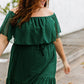 Plus Size Swiss Dot Off-Shoulder Tiered Dress