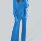 Women's Solid Color Off The Shoulder Ribbed Wide Legs Pants Sweater Set