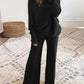Women's Solid Color Off The Shoulder Ribbed Wide Legs Pants Sweater Set