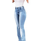 Women's High Waist Slit Hem Jeans